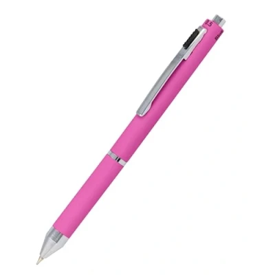 Afbeelding van Nonlinne multipen 4 in 1 balpen &amp; potlood multifunctionele stift metaal I 3x balpenvullingen blauw, zwart en rood, 1x vulpotlood vulling incl. gum, kleur roze