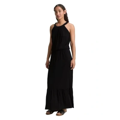 Afbeelding van TOM Tailor American Neckline Maxijurk, Dames, Maat: 34, Deep black