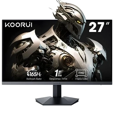 Afbeelding van KOORUI Gaming Monitor 27 inch, Full HD frameloos scherm 165Hz Adaptive Sync (1ms, VA paneel, Eye Care, 1920 x 1080, 2 HDMI 2.0, &amp; DisplayPort 1.4, VESA 75x75mm, DCI P3 90%)