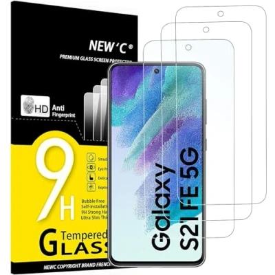 Afbeelding van NEW&#039;C 3 Stuks, Screen Protector voor Samsung Galaxy S21 FE 5G, Gehard Glass Schermbeschermer Film 0.33 mm ultra transparant, resistent