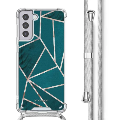 Afbeelding van Samsung Galaxy S21 Plus Hoesje Kunststof iMoshion Softcase/Koordhoesje/Backcover Petrol Green Graphic Telefoonhoesje