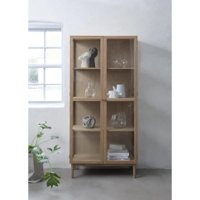 Afbeelding van Nordic Home Alrik eiken vitrinekast 190 cm naturel Hout
