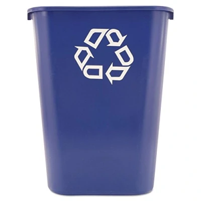 Afbeelding van Rechthoekige afvalbak 39 ltr, Rubbermaid, model: VB 002957, blauw, recyclingsymbool