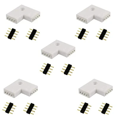 Afbeelding van LitaElek 5 stuks RGB 5050 3528 2835 LED strip hoekverbinder 4 polig strips connector band L vorm snelkoppeling stripe aansluiting stekker adapter