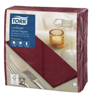 Afbeelding van Tork LinStyle Dinnerservet 39x39cm 1/8 vouw Bordeaux 478148