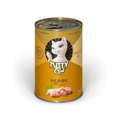 Afbeelding van KITTY Cat Paté kip, 6 x 400 g, natvoer voor katten, graanvrij kattenvoer met taurine, zalmolie en groenlipmossel, volledig diervoeder een hoog vleesgehalte, Made in Germany