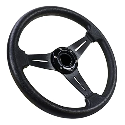 Afbeelding van Acclcors Universal Racing Stuurwiel, Gaming Stuurwiel 13.6&quot; 6 Bolt Handvat Vinyl Leer met Hoorknop voor Racing/Rally/Motorsport/Auto Sim Rijden (Zwart)