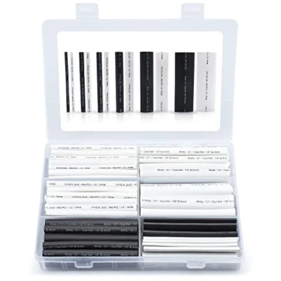 Afbeelding van Wirefy 130 Stuks Krimpkous Kit 3:1 Dubbelwandige Kabel Met Zelfklevende Voering Thermische Slang Zwart, Wit