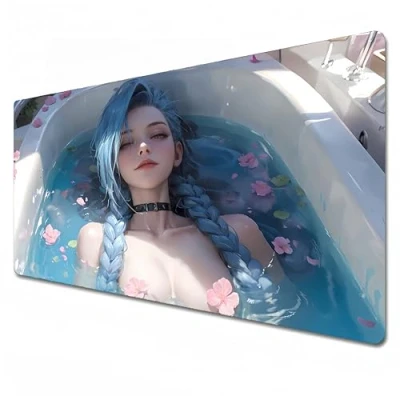 Afbeelding van League of Legends MuispadLeuke muismat grootBlauwe GamingXXL 900x400Office Desk matWaterdicht Anti SlipJinx (35,4 x 15,7 0,1 inch)