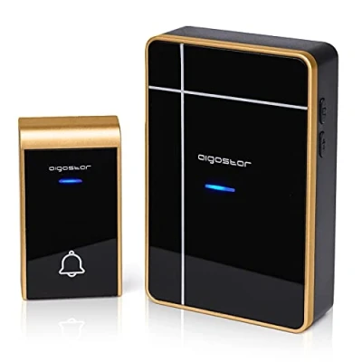 Afbeelding van Aigostar Draadloze Deurbel 2HQFF Met 1 ontvanger op batterijen DC 3 Regelbaar volume 36 Melodie IP44 Waterdicht Zwart/Goud