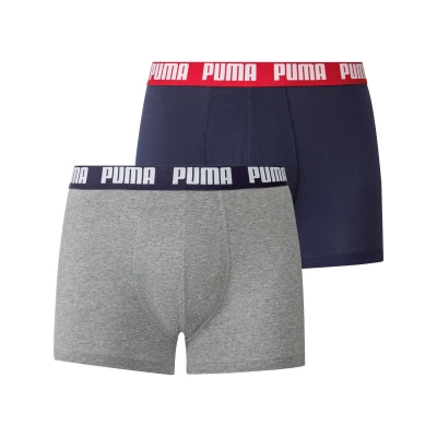 Afbeelding van Puma Herenslips 2P Basic Boxer Blauw/Grijs katoen Medium Heren