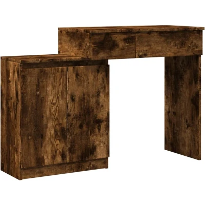 Afbeelding van vidaXL Kaptafel met LED 115x37x110,5 cm gerookt eikenkleurig