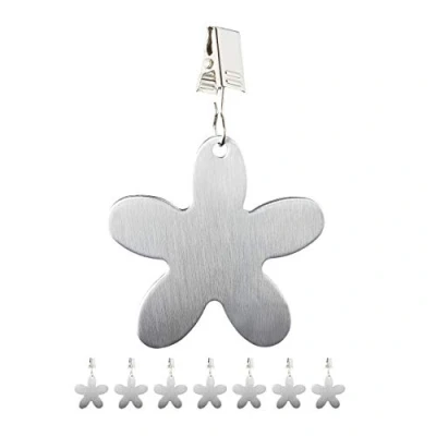 Afbeelding van Relaxdays tafelkleedgewichten 8 stuks. tafelkleedhangers om te verzwaren, bloem, binnen &amp; buiten, rvs, zilver