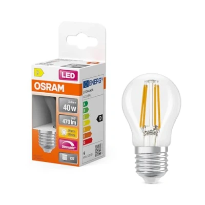 Afbeelding van OSRAM LED lamp Superstar P40 Globe Filament dimbaar, 2700 K warm wit, 3,4 W, E27, helder, 470 lm, 15.000 h, voor tafel en pendelarmaturen, woonkamer