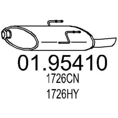 Afbeelding van MTS 01.95410 Einddemper 645mm PEUGEOT: 406 Sedan 1.8, 1.8 BiFuel, 1.6, 16V 1995 2004