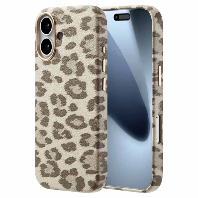 Afbeelding van Apple iPhone 17 MagSafe Hoesje Kunstleder Selencia Backcover Beige Telefoonhoesje