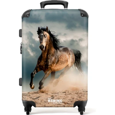 Afbeelding van NoBoringSuitcases.com® Koffer groot Rolkoffer lichtgewicht Rennend bruin paard Reiskoffer met 4 wielen Grote trolley XL 20 kg bagage