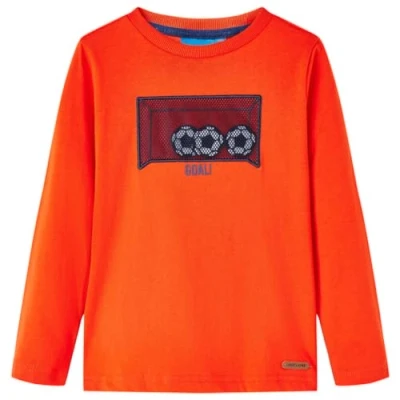 Afbeelding van Kindershirt met lange mouwen voetbaldoelprint 104 feloranje