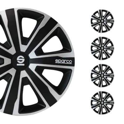 Afbeelding van Sparco Wieldoppen Palermo 14 inch Zilver/Zwart Set van 4 stuks