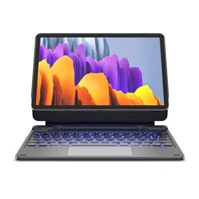 Afbeelding van Dexnor voor Samsung Galaxy Tab S8/S7 hoesje met toetsenbord magnetische drijvende vrijdragende standaard multi touch trackpad S penhouder verlichte toetsenbordhoes 11 inch UK