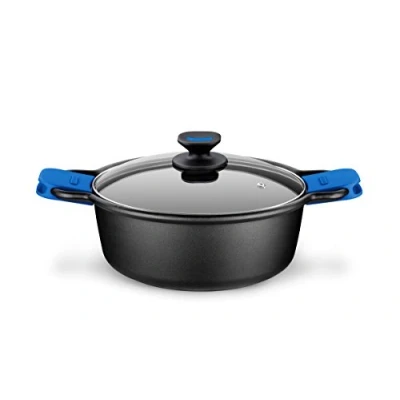 Afbeelding van Monix Solid+ gegoten aluminium antiaanbakpan met glazen deksel, 24 cm