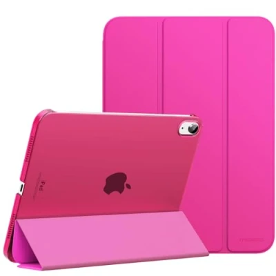 Afbeelding van MoKo Case for iPad 10th Generation 2022, Slim Stand Hard PC Translucent Back Shell Smart Cover Gen 10.9 inch Support Touch ID, Auto Wake/Sleep, Oak Color, Pitaya Red