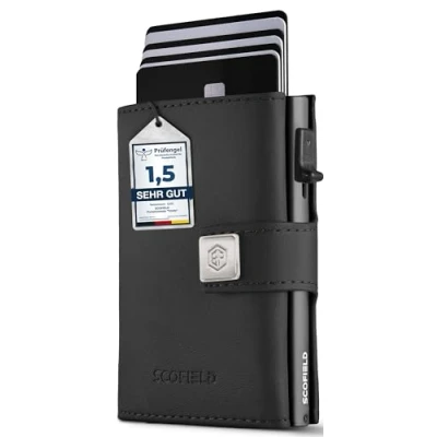 Afbeelding van SF SCOFIELD Trinity Wallet I pop up kaartenetui heren met muntvak 10 12 kaarten creditcardhouder RFID bescherming Kaartenportemonnee Credit Card Holder Portemonnee Smart Wallet, Zwart Space Grey, Mit Münzfach, Modern