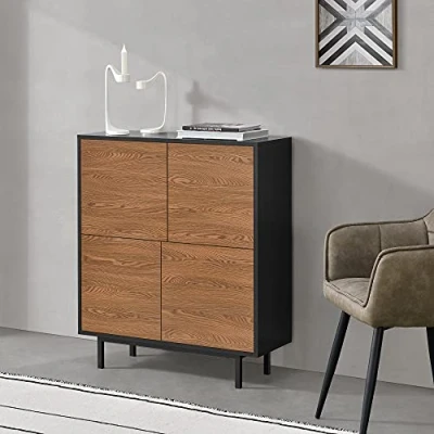 Afbeelding van Commode Gnosjö 93x80x30 cm zwart en houtkleurig