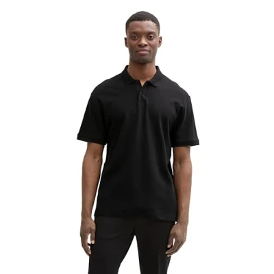 Afbeelding van TOM Tailor Denim Structured Poloshirt, Heren, Maat: XS, Black