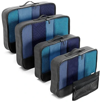 Afbeelding van OW Travel Gemakkelijk te ordenen Bagage Organizer voor koffers. 2 Medium Large Cubes en Rits Organisator. Lichtgewicht Inpak Kubus, Koffer Organizer, Opbergblokjes Kleding Opbergen