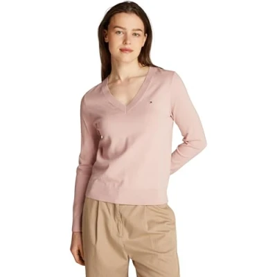 Afbeelding van Tommy Hilfiger Stitch Sweater Trui, Dames, Maat: XL, Foggy pink