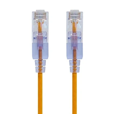 Afbeelding van Monoprice Cat6A Ethernet patchkabel 7 voet geel (10 stuks) Snagless RJ45 550Mhz UTP Pure kale Koperdraad 10G 30AWG SlimRun Serie