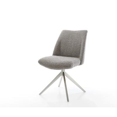Afbeelding van DELIFE Draaistoel Elso Flex bouclé zilver grijs kruisframe breed roestvrij staal 360 draaibaar rocker functie pocketveer kern