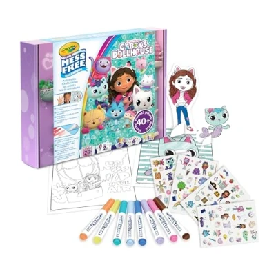 Afbeelding van CRAYOLA Color Wonder, Gabby&#039;s Dollhouse vlekvrije cadeauset, boordevol stiften, kleurplaten, stickers en meer, vanaf 3 jaar, 75 7170