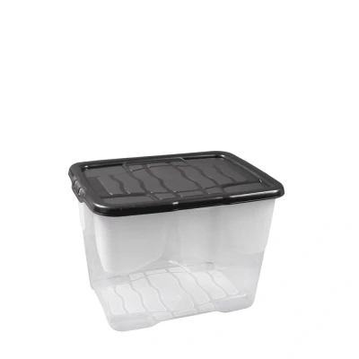 Afbeelding van Strata Curve Opbergdoos met zwarte deksel, 24 liter, 40x30x28 cm transparant