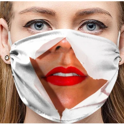 Afbeelding van Grappig mondkapje gescheurd masker torn mask herbruikbare mondkapjes mondmaskers wasbaar niet medisch mondmasker polyester geschikt voor ov herbruikbaar reusable protest