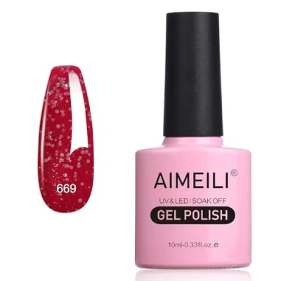 Afbeelding van AIMEILI Semi Permanente Gel Nagellak Soak Off UV LED Glitter Klassieke Herfst &amp; Winter Kleur 10ML 669