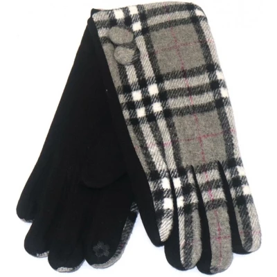 Afbeelding van Handschoenen Geruit Dames One Size Touchscreen Tip Grijs