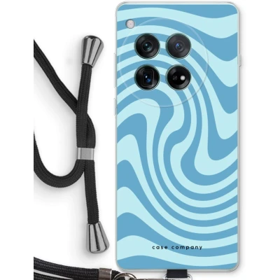Afbeelding van Case Company® hoesje met Koord geschikt voor OnePlus 12r Swirl Blauw Telefoonhoesje Zwart Bescherming aan alle Kanten en Over de Schermrand