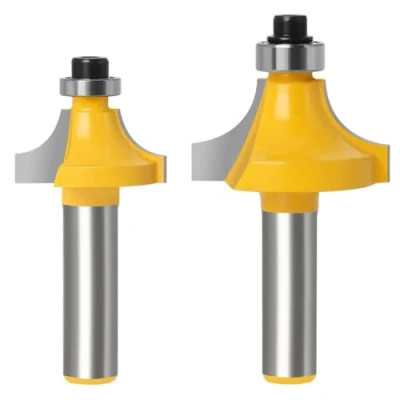 Afbeelding van WSOOX 2 stuks afrondfrees voor bovenfrees, 8 mm schacht, ronde boven frees, bits radius 6,35 mm/9,5 mm, randfreesset met kogellagers, rand, houtfrees, gereedschap,