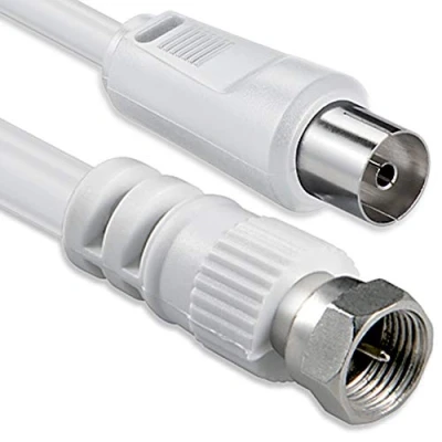 Afbeelding van SAT antennekabel adapterkabel 5,0 meter 2x afgeschermde F connector &gt; coaxbus wit coax Ku 75db