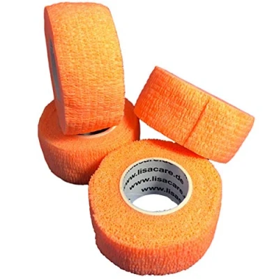 Afbeelding van LisaCare Waterbestendige pleisters elastische, medische, stof , vet en vuilafstotende pleister neonoranje 4 rollen à 2,5 cm x 4,5 m
