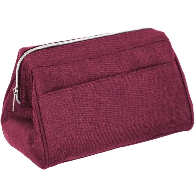 Afbeelding van Toilettas/make up etui/opberg tasje bordeaux rood 15 x 28 16 cm Toilettassen