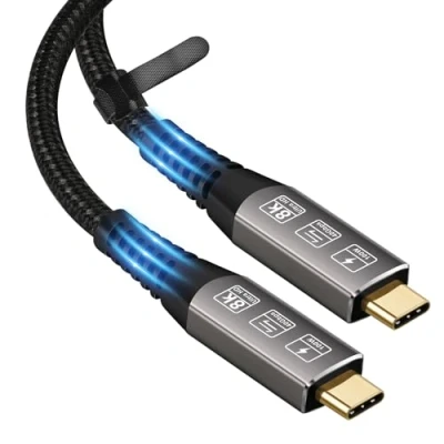 Afbeelding van CableDeconn Thunderbolt 4 Kabel Cable USB C Compatible with TB 3 8K 4K Video 40Gbps Data Transmissions Rate 20V 5A 100W Power Delivery 3in1 for Monitors External SSD eGPU 3ft (1M)