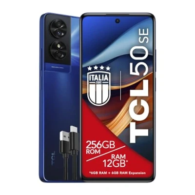 Afbeelding van TCL 50SE Smartphone 4G Display, 6,78 inch FHD+ 90 Hz, 256 GB, 12 GB RAM (6 + 6 uitbreiding), 50 MP hybride camera, Android 14, batterij 5010 mAh Fast Charging, Dual Sim, blauw