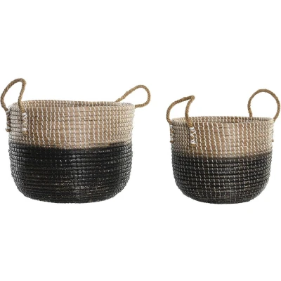 Afbeelding van Basket spelset DKD Home Decor Natuurlijk Grijs Zeegras (41 x 25 42 cm) (2 Onderdelen)