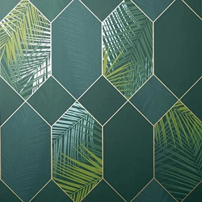 Afbeelding van Fine Decor FD42836 UK Miami 2021 Tropical GEO Smaragd/Goud, Groen
