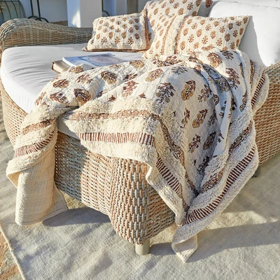 Afbeelding van LOBERON Plaid Arsalan crème/bruin