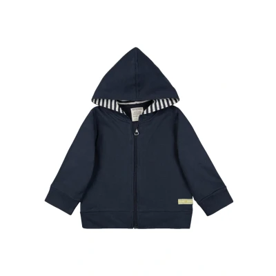 Afbeelding van loud + proud Uniseks kinderjas met capuchon, GOTS gecertificeerd jack, Donkerblauw, 74 80