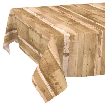 Afbeelding van ANRO Tafelkleed, afwasbaar, wasdoek, tafelzeil, houten planken, beige bruin, 100 x 140 cm
